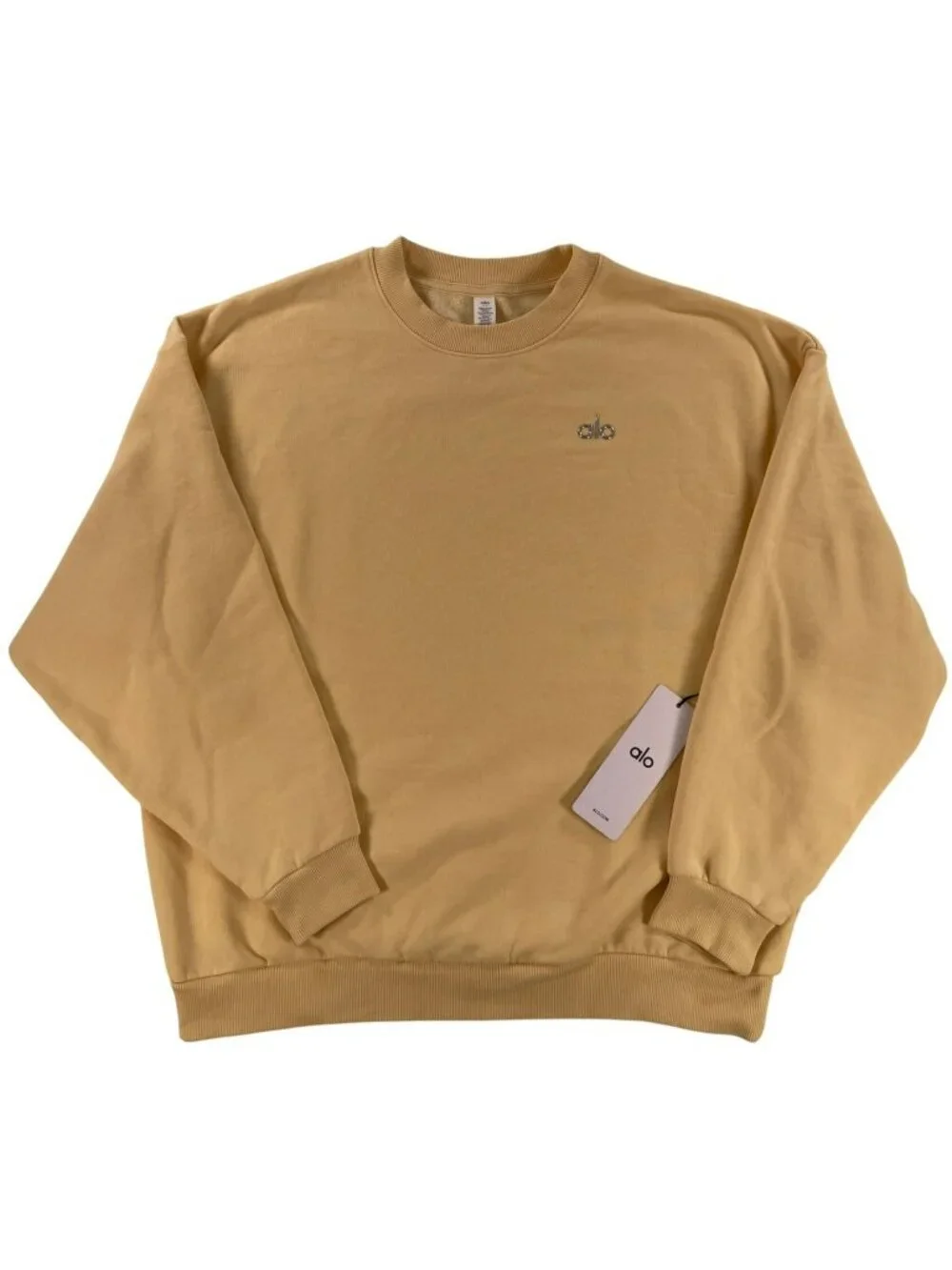 Alo Yoga Accolade Crew Neck Pullover Sweatshirt Warm Butter Women's Sz Large NEW